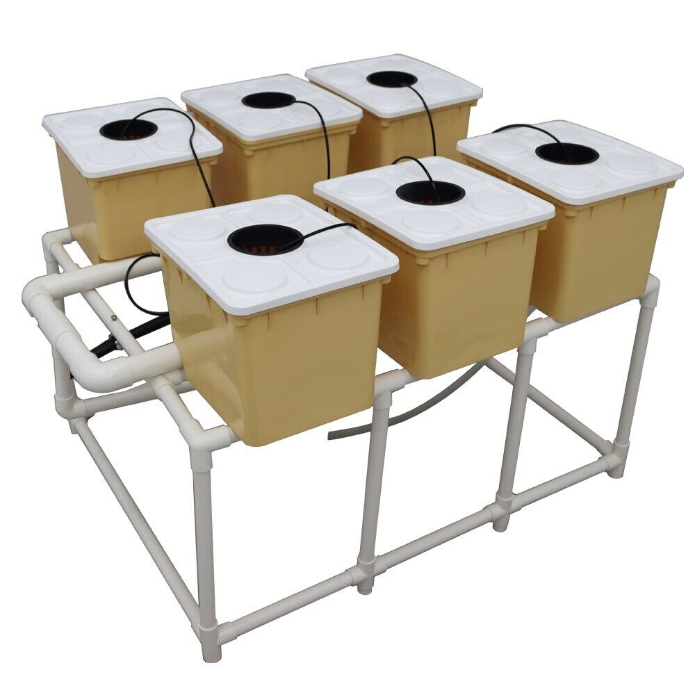 TECHTONGDA 6 Boxes Hydroponic Bucket Grow System Indoor/Outdoor Grow SetUS Stock