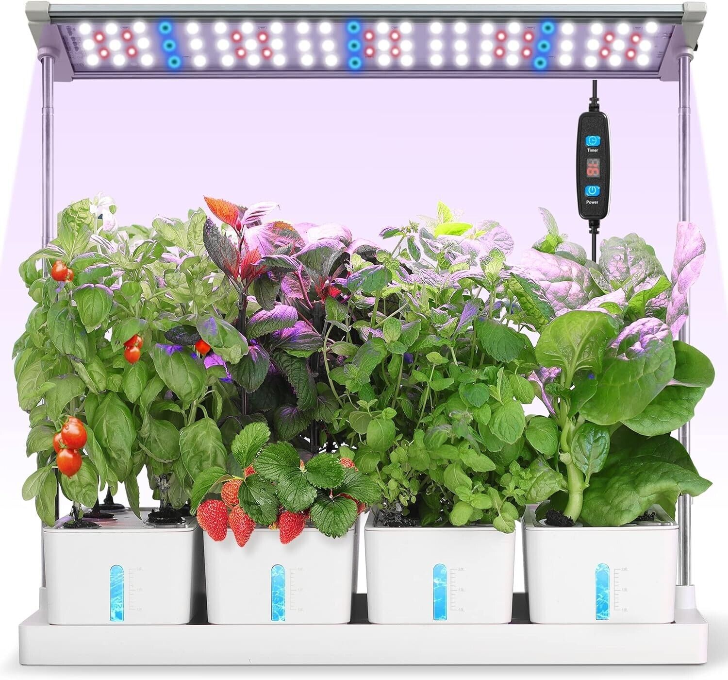 20 Pods Hydroponics Growing System Timer with LED Grow Light Indoor Herb Garden