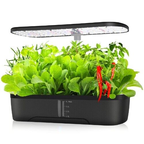 12 Pods Hydroponics Growing System, Herb Garden Kit Indoor Adjustable Height