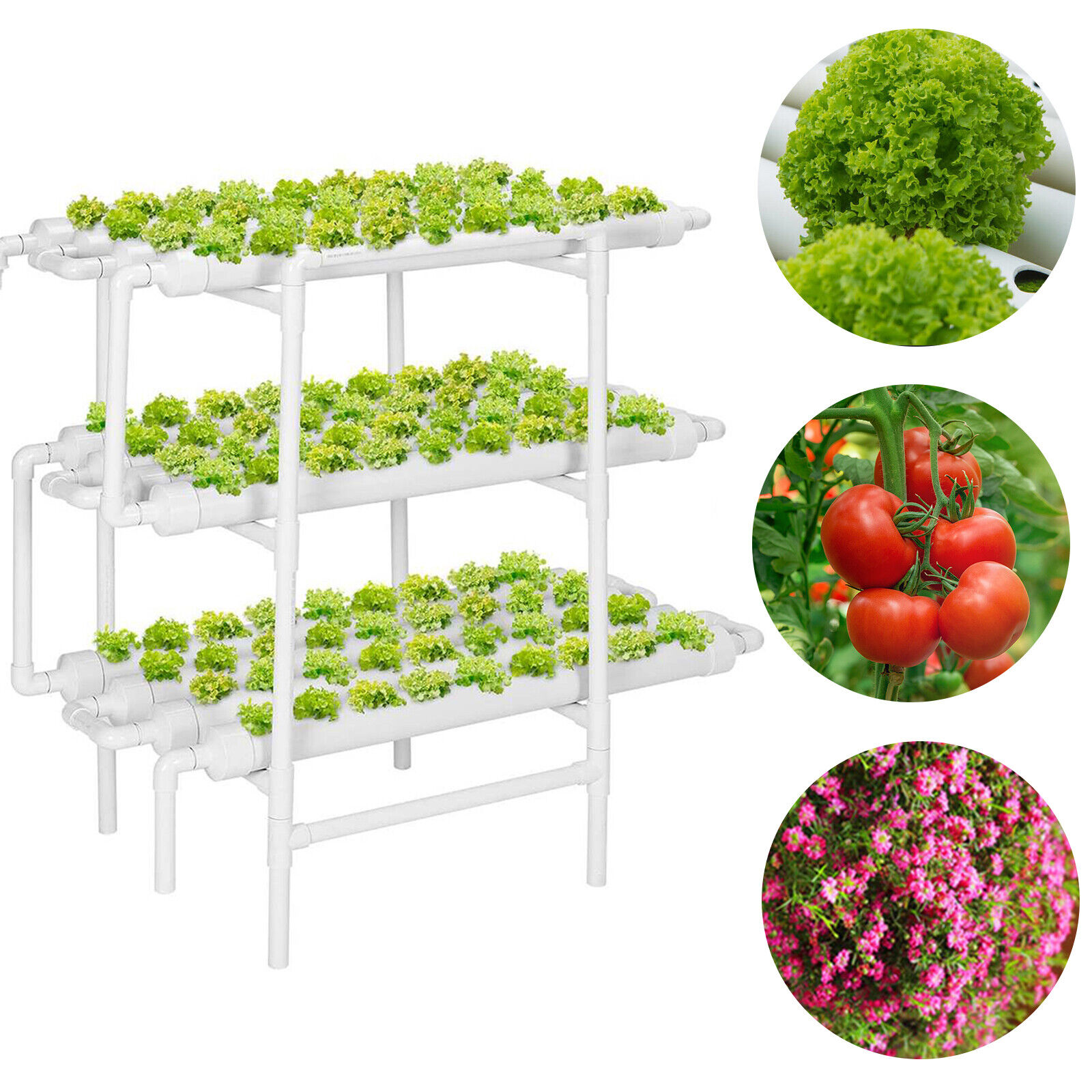 Hydroponic Grow Kit 3 Layer 108 Plant Sites 12 Pipe Garden System Vegetable Tool