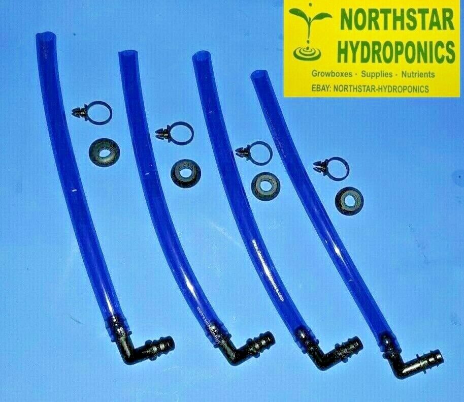 4 X HYDROPONIC SIGHT LEVEL TUBE AND DRAIN KIT FOR GROW BUCKETS AND RESERVOIRS