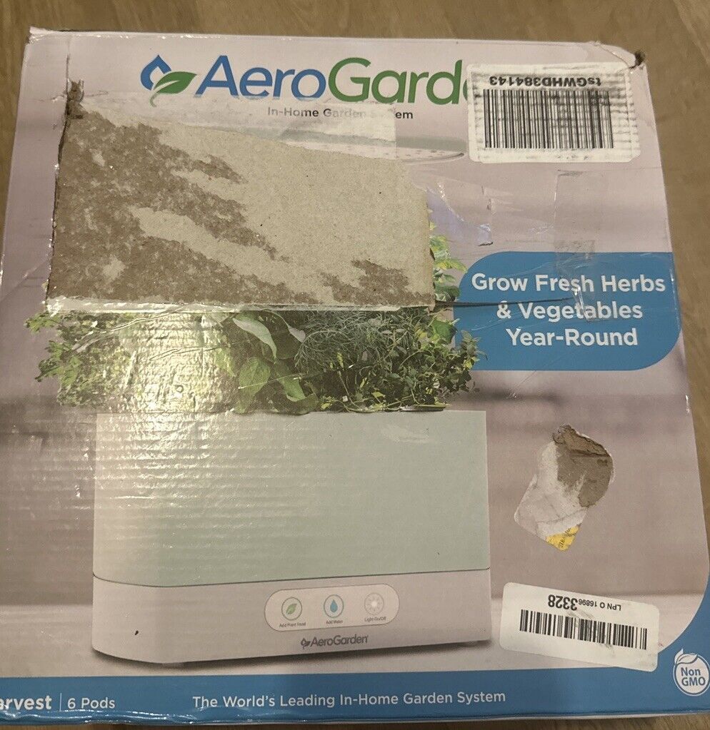AeroGarden Harvest 100690-WHT White 6 Pod In Home Garden System With LED.