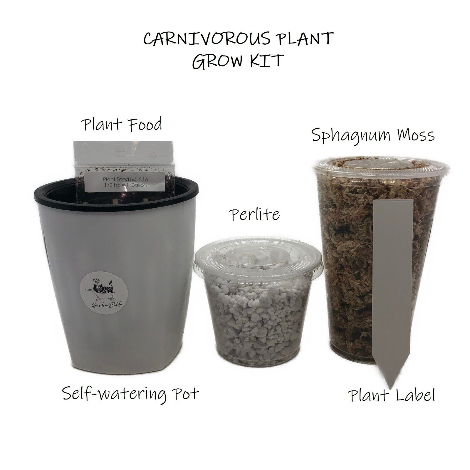 Carnivorous Plant Growing Kit With Self-Watering Pot, Soil And Maxsea Fertilizer