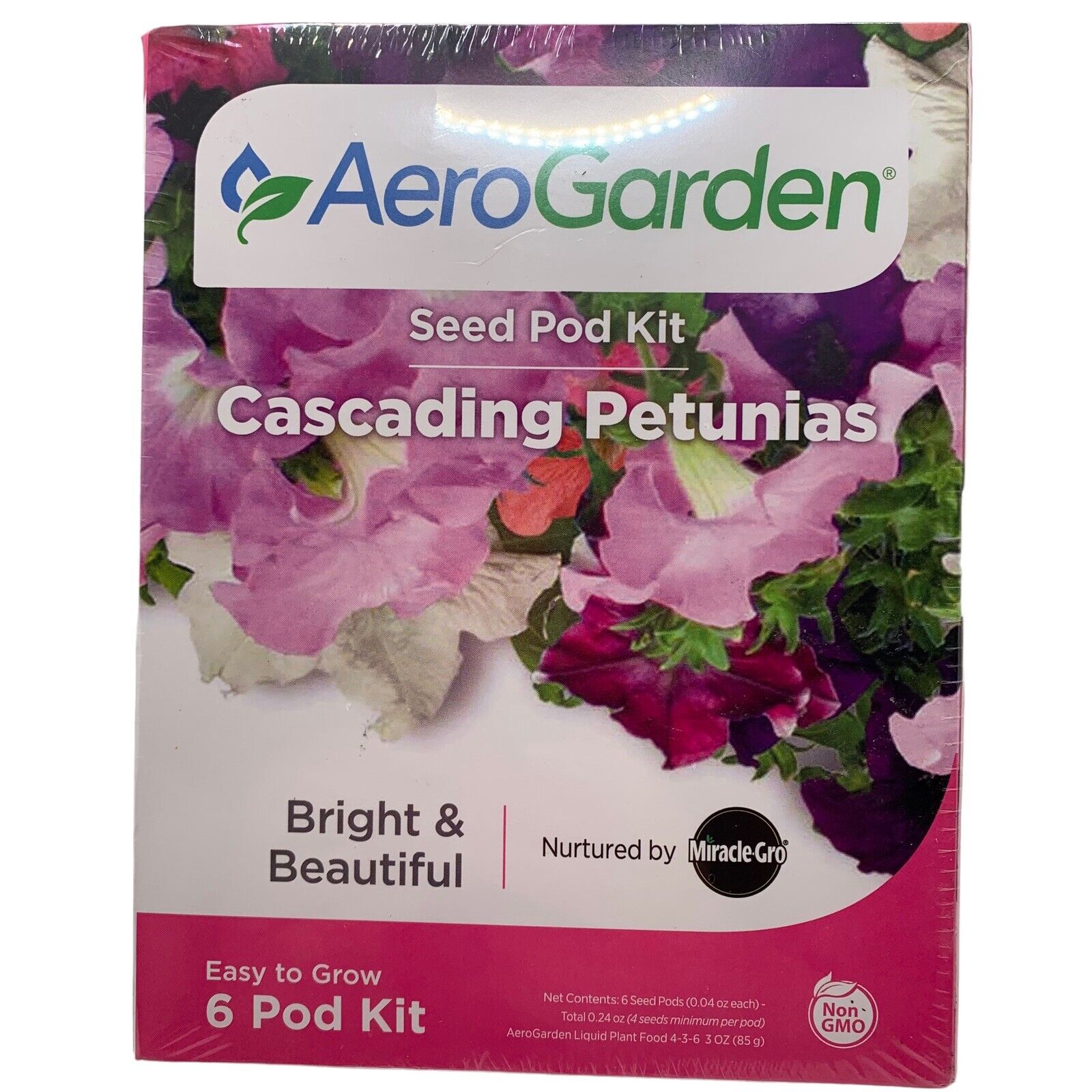 AeroGarden 6 Seed Pod Kit Cascading Petunia Bright and Beautiful with Plant Food