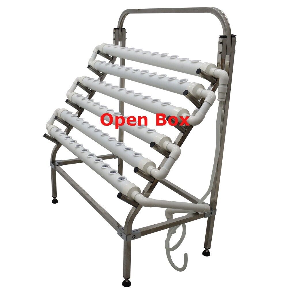 Open Box Terrace Type Hydroponic 66 Plant Site Grow Kit Stainless Steel Holder