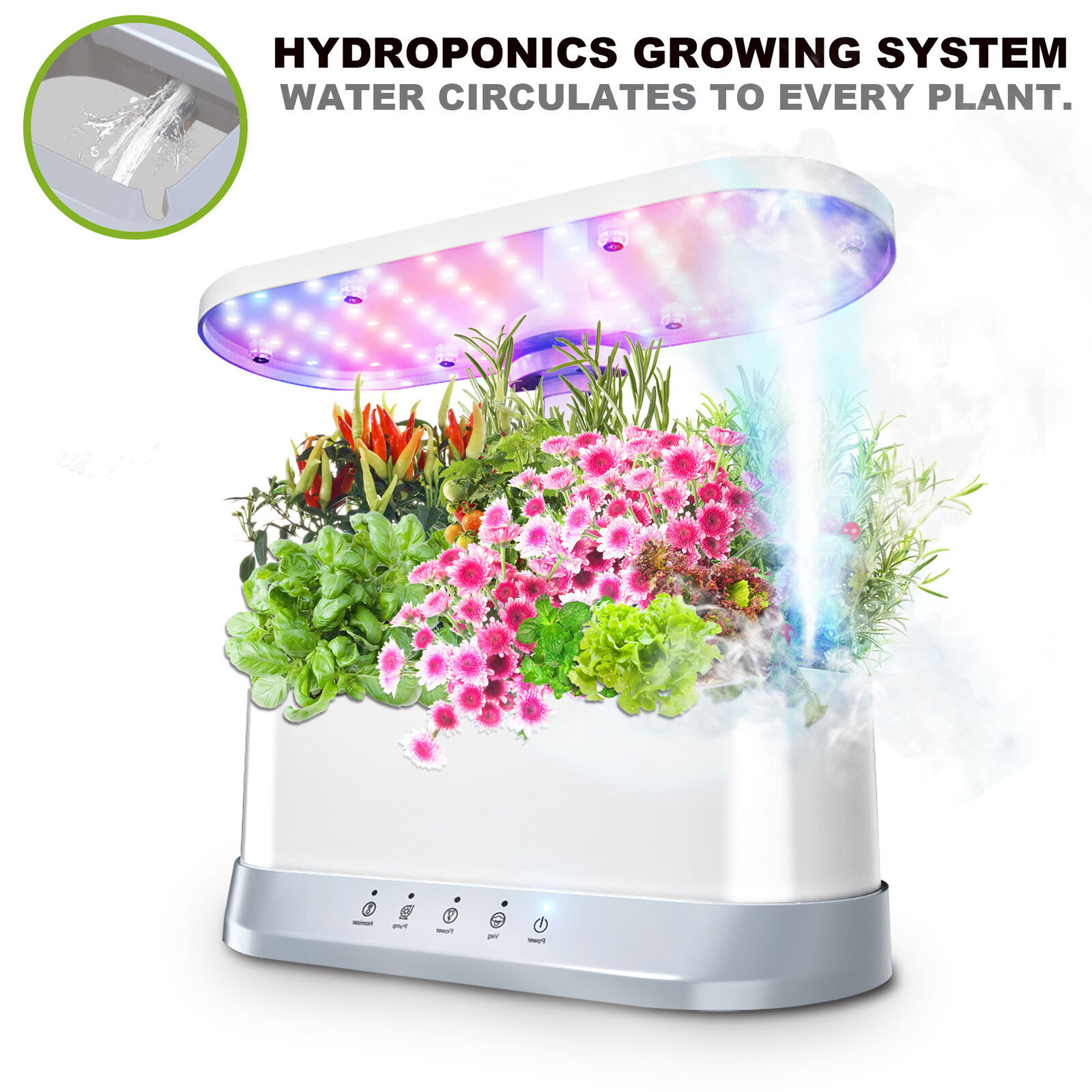 Indoor Hydroponics Growing System 11 Pods Full Spectrum Grow Light Smart Garden