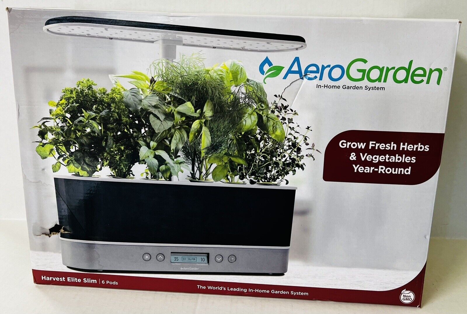 AeroGarden Harvest Elite Slim Hydroponic Indoor In Home Garden New Open Box