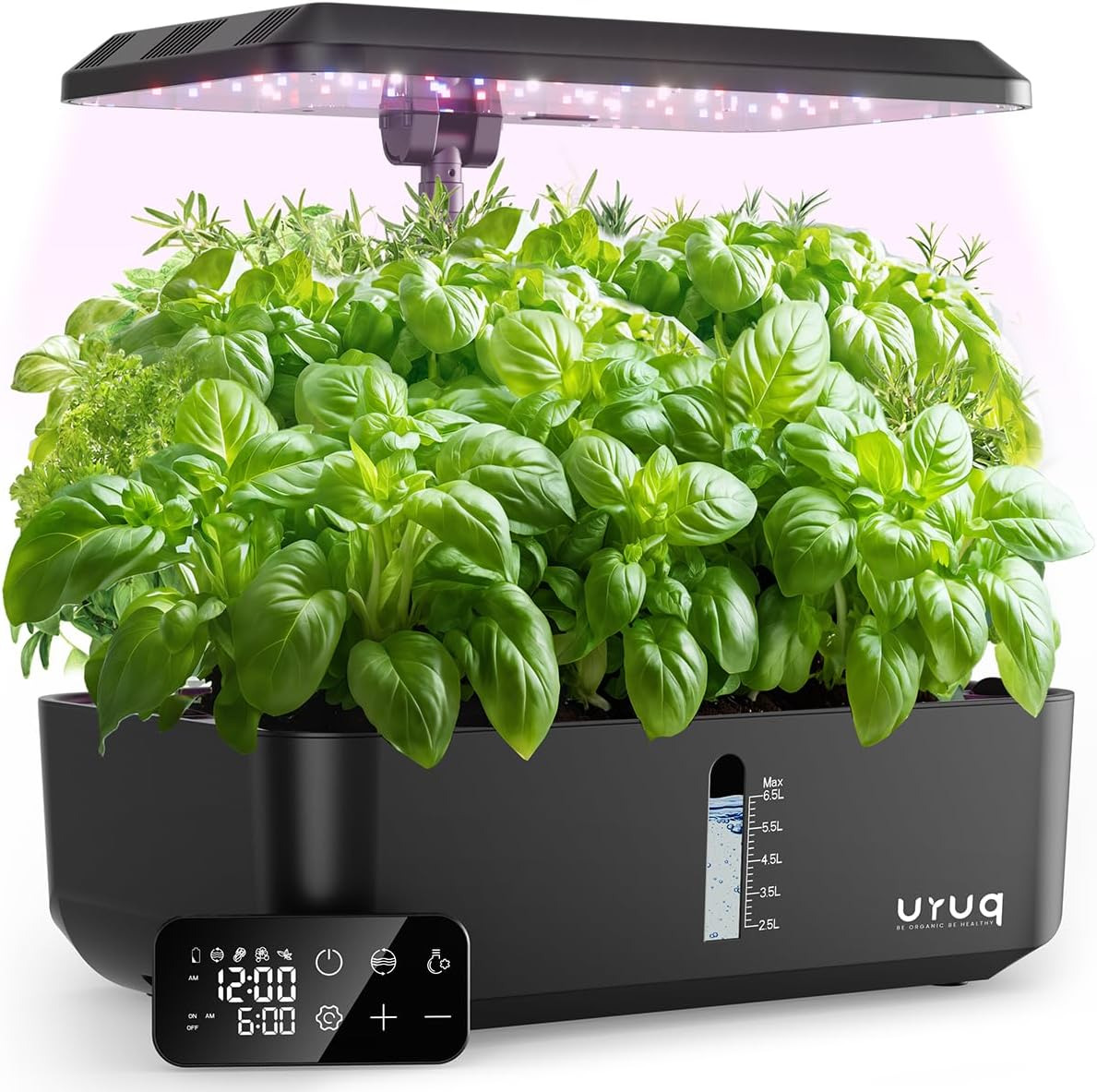 Indoor Hydroponics Growing System: 12 Pods with Remote LED Grow Light, Height Ad