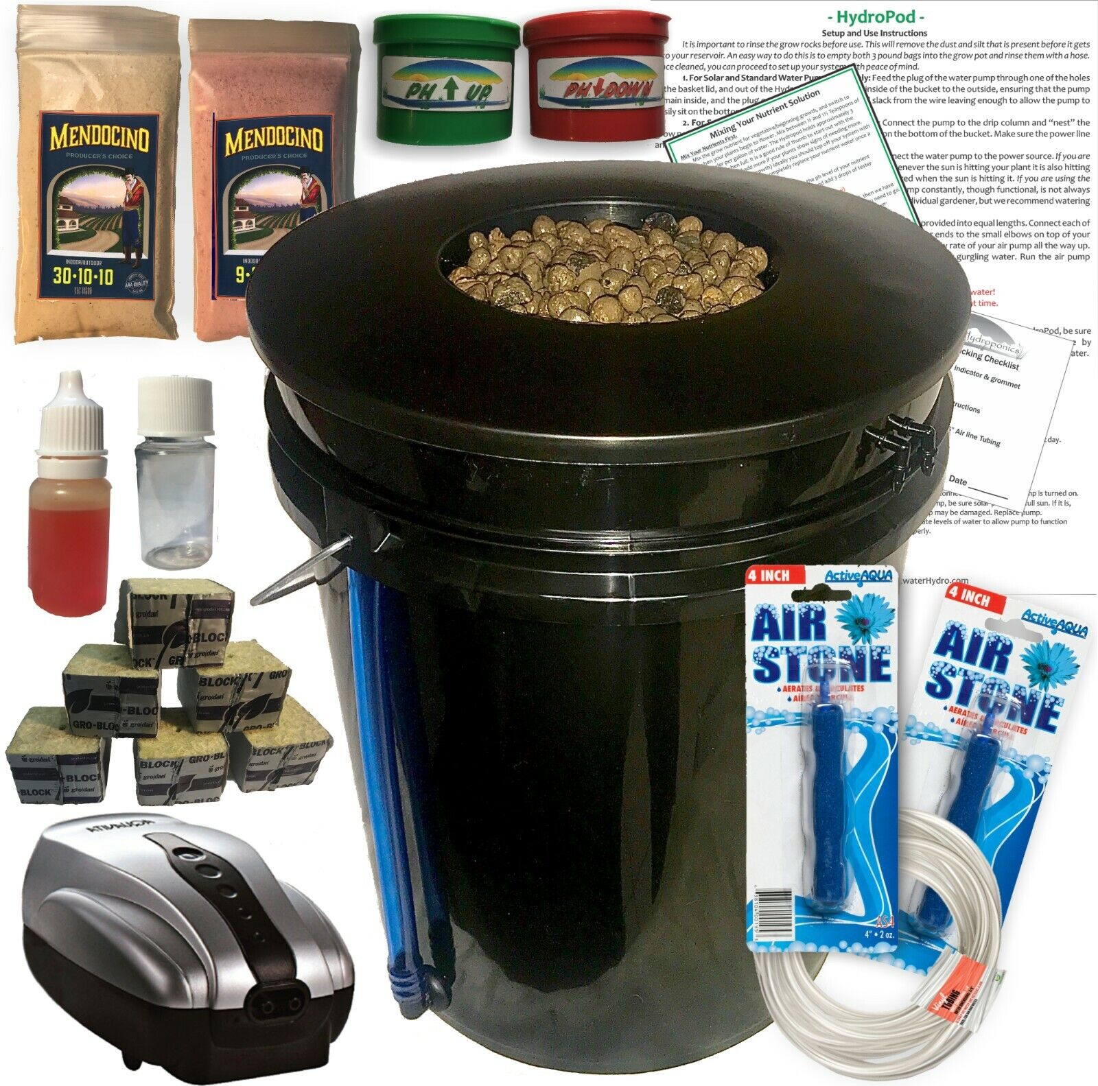 The Atwater HydroPod - DWC Hydroponic System Kit - With Nutrients & pH Testing
