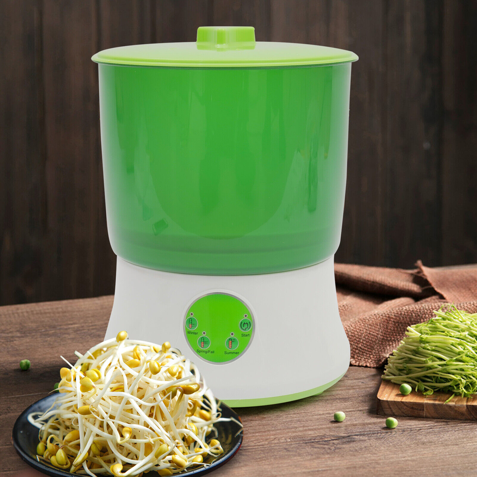 110V Automatic Bean Sprouts Machine 2-Layer Household Seed Sprouter Maker Green