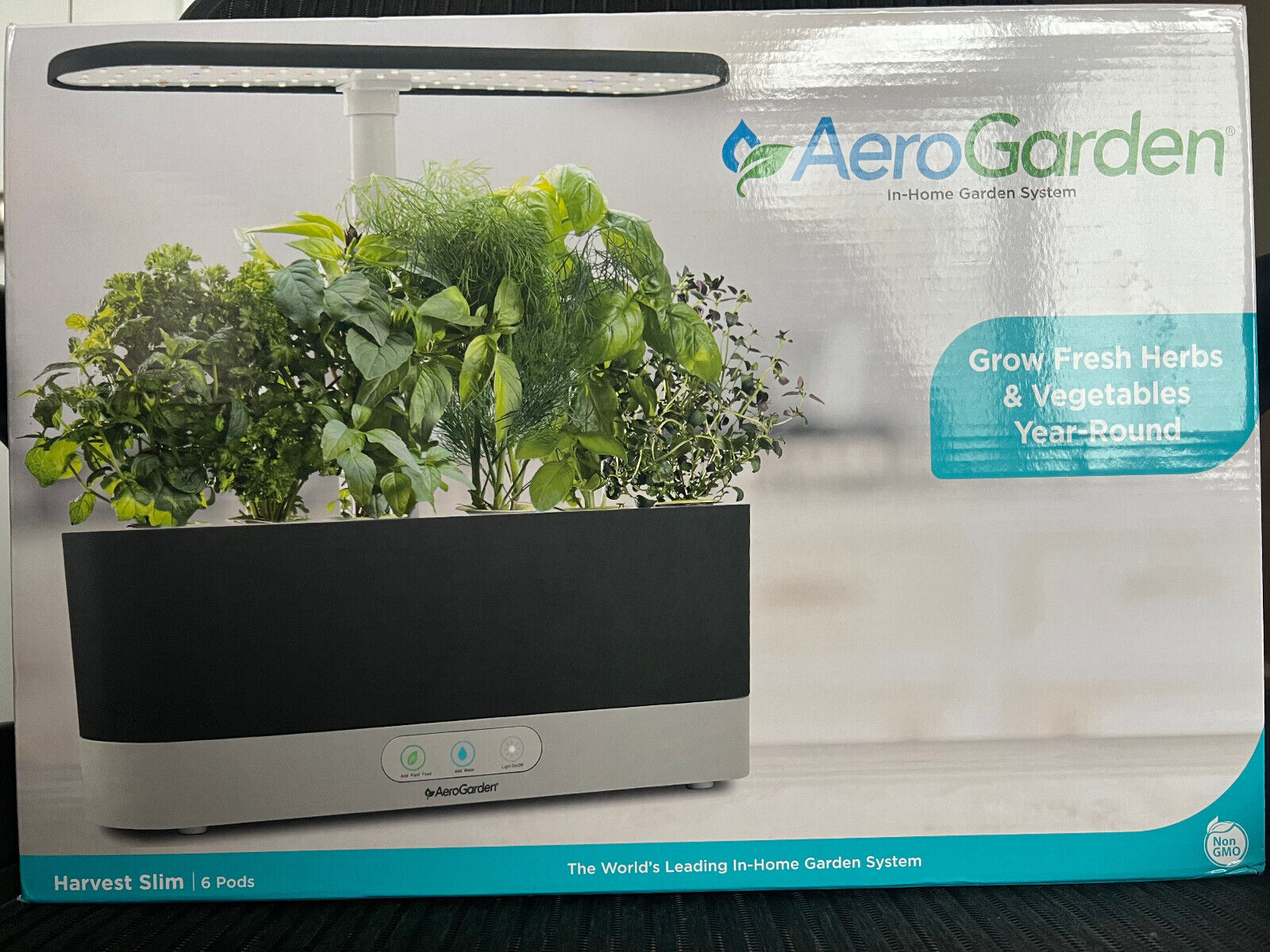 AeroGarden 6 Grow Pods Herbs Harvest Slim In-Home Garden System Basil Mint