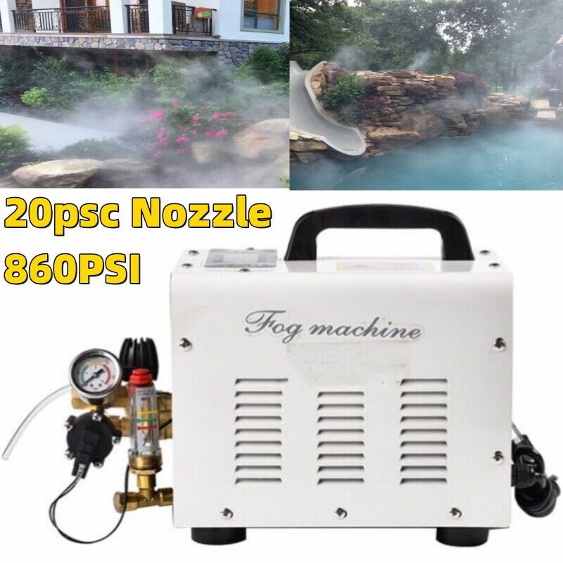180W Fog Cooler Pump Machine High Powered 860PSI Mist Cooling System 20pc Nozzle