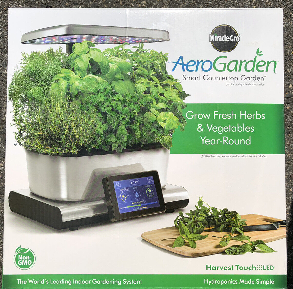 AeroGarden Harvest Touch LED Stainless Steel Indoor Home Garden Light Fresh Seed