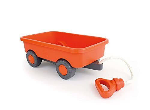 Pretend Play Wagon Toy for Kids Outdoor Vehicle Toy Dishwasher Safe, Orange, USA