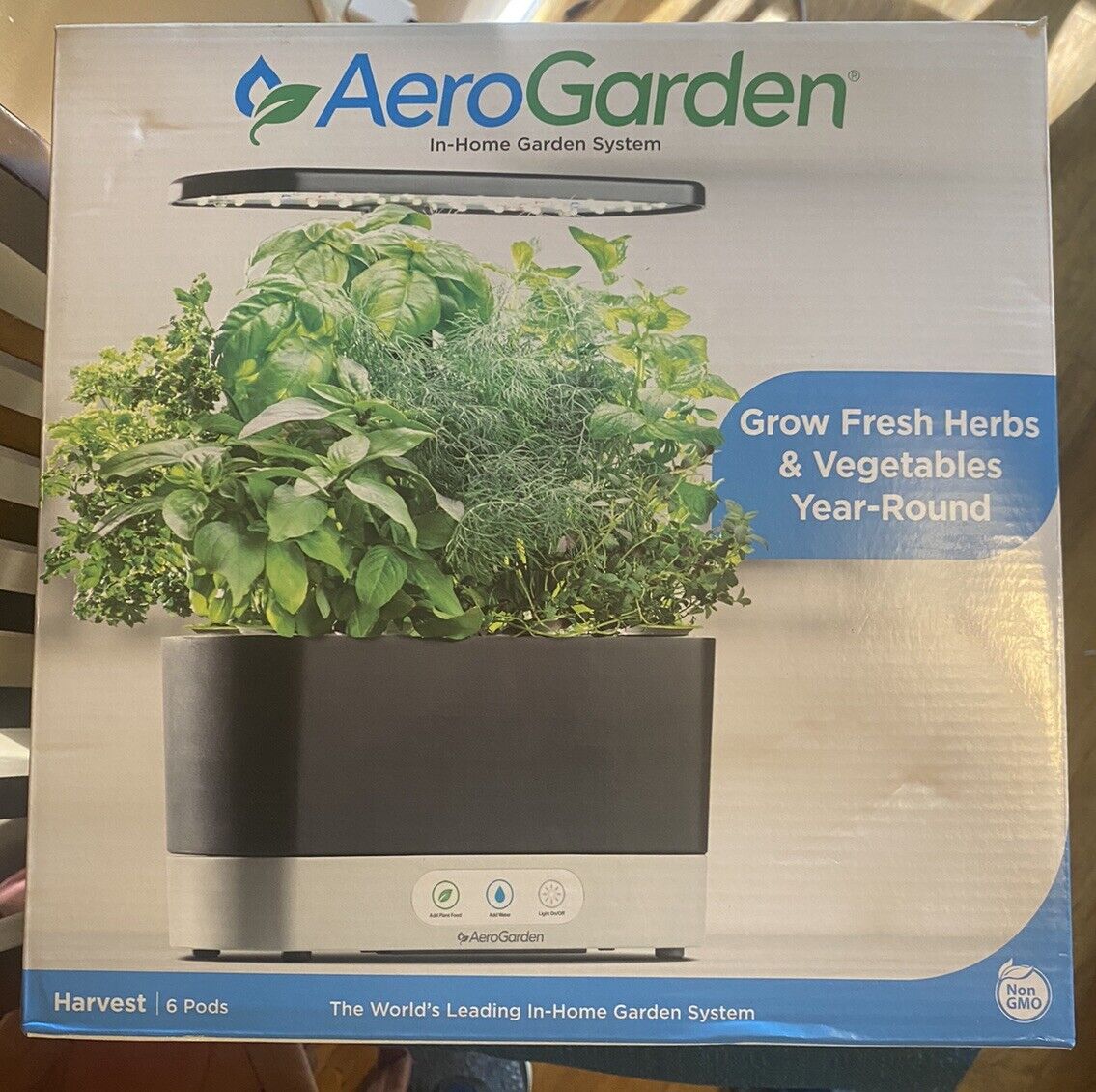 AeroGarden 100690-BLK Harvest Home Indoor Garden System Black Herbs 6 Pods