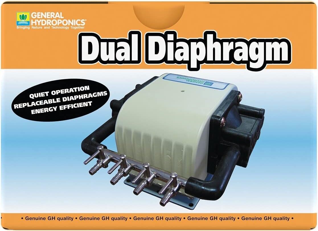 General Hydroponics Dual Diaphragm Air Pump High Output 320 GPH