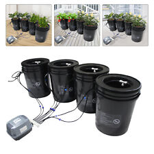 4 Bucket 5 Gal DWC Hydroponic Grow System w/ Top Drip Kit Planter + Air Pump 15W picture